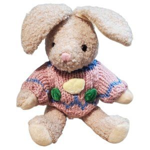 Chrisha Playful Plush Bunny Rabbit Knitted Sweater Easter Stuffed Animal Toy1988
